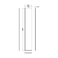 [BEWS18030CBZ] Balterley 1850mm Brushed Bronze Wetroom Panel - Technical Drawing