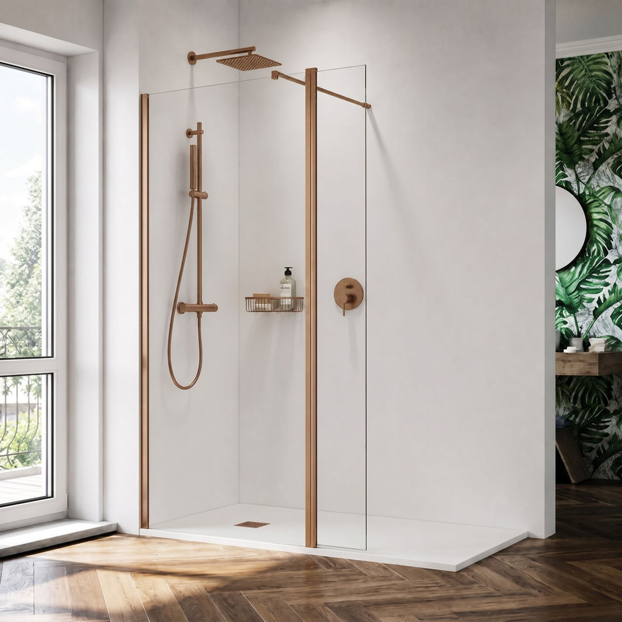 [BEWS18030CBZ] Balterley 1850mm Brushed Bronze Wetroom Panel - Lifestyle 3