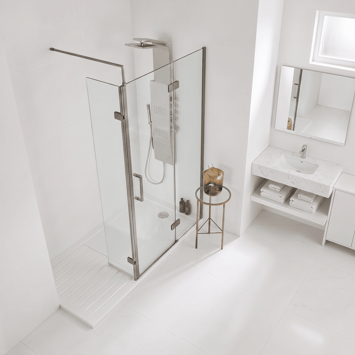 [BEWS18030GM] 300x1850mm Wetroom Swing Screen - Lifestyle 2