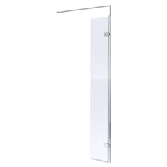 [BEWS18030] Balterley 8mm Toughened Safety Glass Hinged Return Screen with Support Bar: 300mm x 1850mm, Black - Cutout
