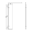 [BEWS18030] Balterley 8mm Toughened Safety Glass Hinged Return Screen with Support Bar: 300mm x 1850mm, Black - Technical Drawing
