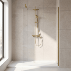 [BEWS18100BB] Balterley 8mm Toughened Safety Glass Wetroom Screen with Support Bar - Choice of Size and Profile Finish - Lifestyle 1