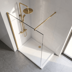[BEWS18100BB] Balterley 8mm Toughened Safety Glass Wetroom Screen with Support Bar - Choice of Size and Profile Finish - Lifestyle 2