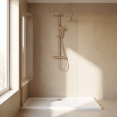 [BEWS18100BB] Balterley 8mm Toughened Safety Glass Wetroom Screen with Support Bar - Choice of Size and Profile Finish - Silo