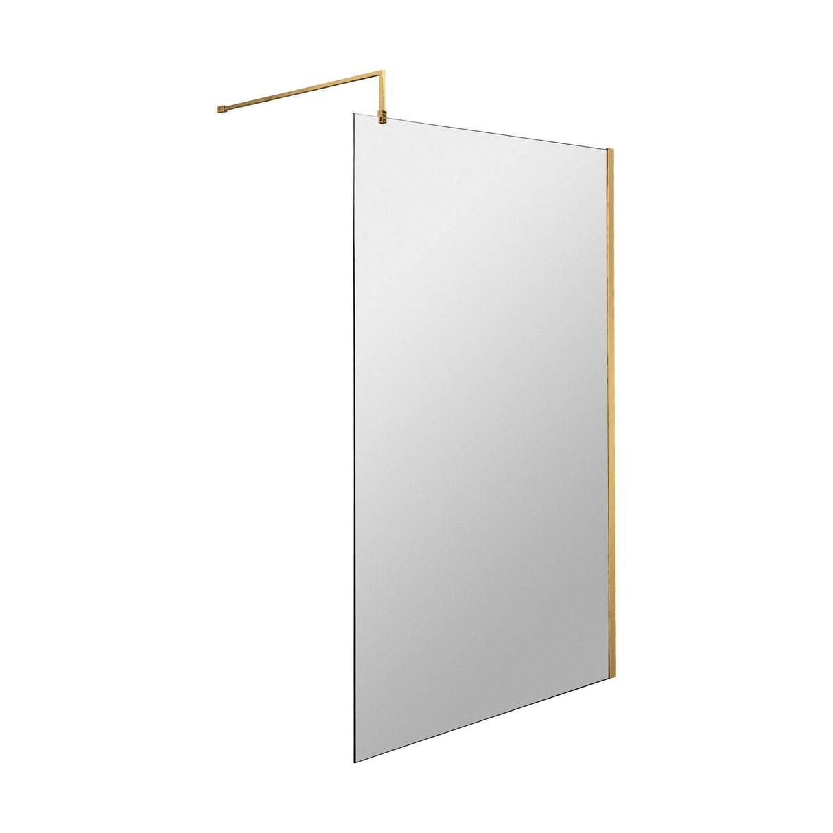 [BEWS18110BB] Balterley 8mm Toughened Safety Glass Wetroom Screen with Support Bar: 1100mm x 1850mm, Brushed Brass - Cutout