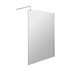 [BEWS18140] Drakelow 8mm Toughened Safety Glass Wetroom Screen with Support Bar, Choice of Size & Finish - Cutout