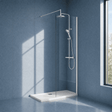 [BEWS18700] Balterley 8mm Toughened Safety Glass Wetroom Screen with Support Bar - Choice of Size and Profile Finish - Silo