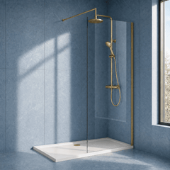 [BEWS18800BB] Balterley 8mm Toughened Safety Glass Wetroom Screen with Support Bar - Choice of Size and Profile Finish - Silo