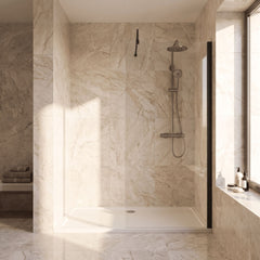 [BEWS18800BP] Balterley 8mm Toughened Safety Glass Wetroom Screen with Support Bar - Choice of Size and Profile Finish - Lifestyle 1