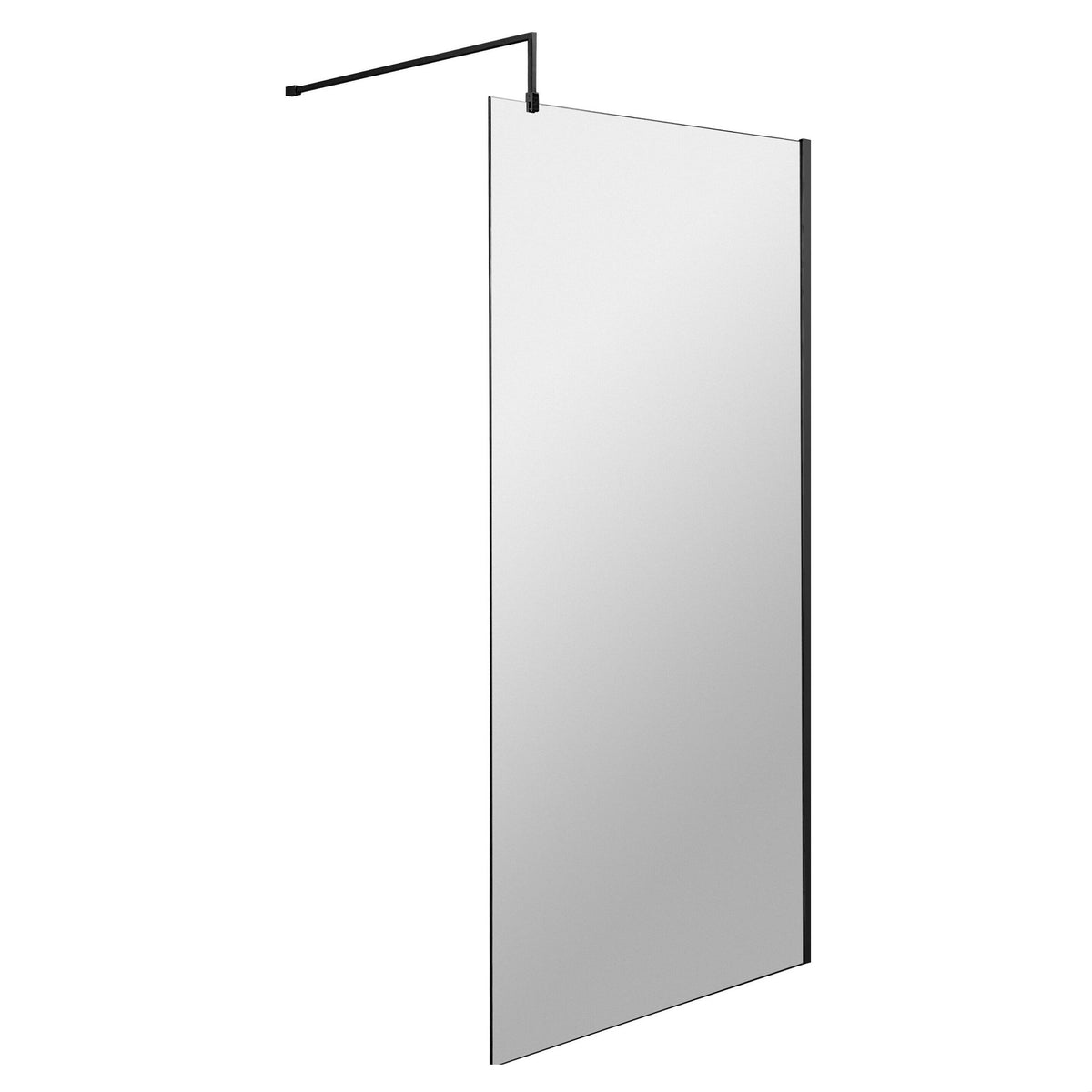 [BEWS18900BP] Balterley 8mm Toughened Safety Glass Wetroom Screen with Support Bar - Choice of Size and Profile Finish - Cutout