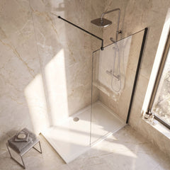 [BEWS18900BP] Balterley 8mm Toughened Safety Glass Wetroom Screen with Support Bar - Choice of Size and Profile Finish - Lifestyle 2