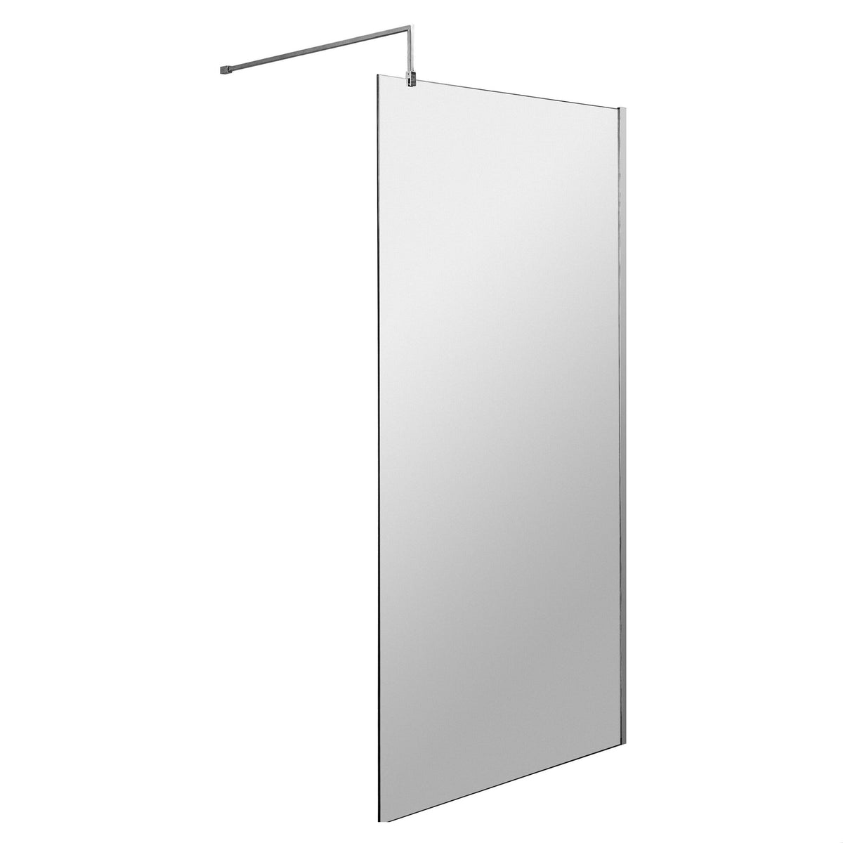 [BEWS18900] Balterley 8mm Toughened Safety Glass Wetroom Screen with Support Bar - Choice of Size and Profile Finish - Cutout
