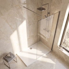 [BEWS18900] Balterley 8mm Toughened Safety Glass Wetroom Screen with Support Bar - Choice of Size and Profile Finish - Lifestyle 2