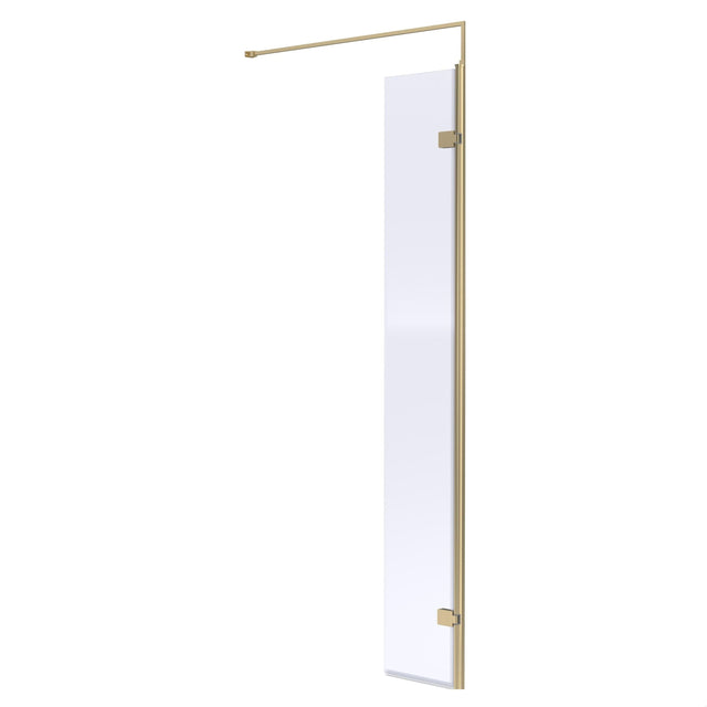 [BEWSBB030] Balterley Contemporary Bathroom 8mm Glass Wetroom Swing Screen with Support Bar, Brushed Brass, 1950 x 322 x 27mm - Cutout
