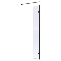[BEWSBP030] Balterley Contemporary Bathroom 8mm Glass Wetroom Return Screen with Support Bar, Matt Black, 1950 x 322 x 27mm - Cutout