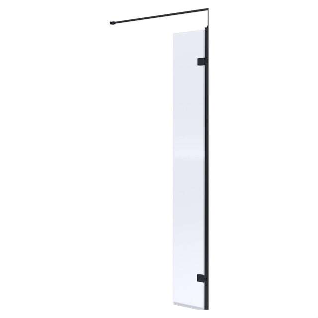 [BEWSBP030] Balterley Contemporary Bathroom 8mm Glass Wetroom Return Screen with Support Bar, Matt Black, 1950 x 322 x 27mm - Cutout