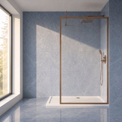 [BEWSFBZ1812] Bilbrook Contemporary 8mm Toughened Safety Glass Outer Framed Wetroom Screen with Support Arm, H: 1850mm, Choice of Size and Finish - Silo