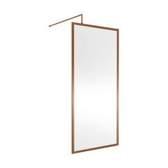 [BEWSFBZ1890] Bilbrook Contemporary 8mm Toughened Safety Glass Outer Framed Wetroom Screen with Support Arm, H: 1850mm, Choice of Size and Finish - Cutout