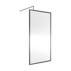 [BEWSFGM1810] Bilbrook Contemporary 8mm Toughened Safety Glass Outer Framed Wetroom Screen with Support Arm, H: 1850mm, Choice of Size and Finish - Cutout