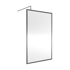[BEWSFGM1812] Bilbrook Contemporary 8mm Toughened Safety Glass Outer Framed Wetroom Screen with Support Arm, H: 1850mm, Choice of Size and Finish - Cutout