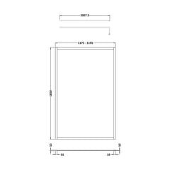 [BEWSFGM1812] Balterley Framed Wetroom Screen, 1200mm, Brushed Pewter - Technical Drawing
