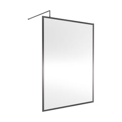[BEWSFGM1814] Bilbrook Contemporary 8mm Toughened Safety Glass Outer Framed Wetroom Screen with Support Arm, H: 1850mm, Choice of Size and Finish - Cutout