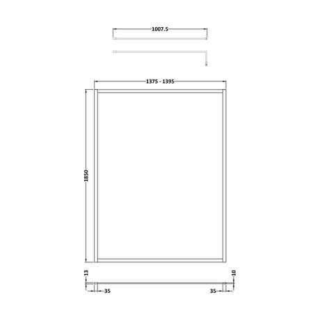 [BEWSFGM1814] Balterley Framed Wetroom Screen, 1400mm, Brushed Pewter - Technical Drawing