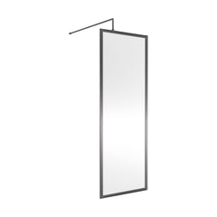 [BEWSFGM1870] Bilbrook Contemporary 8mm Toughened Safety Glass Outer Framed Wetroom Screen with Support Arm, H: 1850mm, Choice of Size and Finish - Cutout