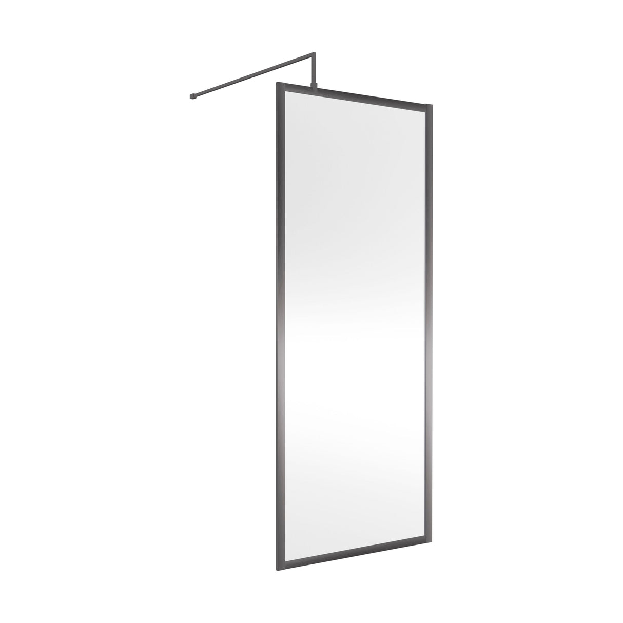 [BEWSFGM1880] Bilbrook Contemporary 8mm Toughened Safety Glass Outer Framed Wetroom Screen with Support Arm, H: 1850mm, Choice of Size and Finish - Cutout