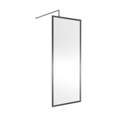 [BEWSFGM1880] Bilbrook Contemporary 8mm Toughened Safety Glass Outer Framed Wetroom Screen with Support Arm, H: 1850mm, Choice of Size and Finish - Cutout