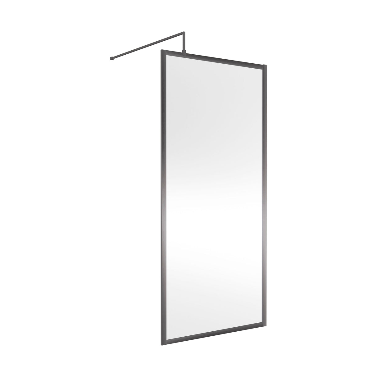 [BEWSFGM1890] Bilbrook Contemporary 8mm Toughened Safety Glass Outer Framed Wetroom Screen with Support Arm, H: 1850mm, Choice of Size and Finish - Cutout