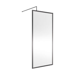 [BEWSFGM1890] Bilbrook Contemporary 8mm Toughened Safety Glass Outer Framed Wetroom Screen with Support Arm, H: 1850mm, Choice of Size and Finish - Cutout
