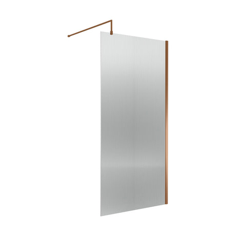 [BEWSFL18510BZ] Balterley Fluted Wetroom Screen with Support Bar, 1000mm, Brushed Bronze - Cutout