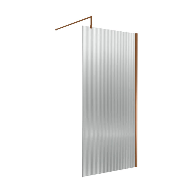 [BEWSFL18510BZ] Balterley Fluted Wetroom Screen with Support Bar, 1000mm, Brushed Bronze - Cutout