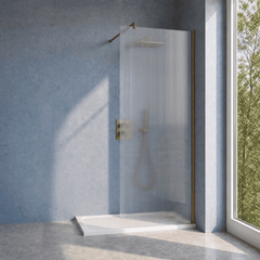 [BEWSFL18510BZ] Shebdon 8mm Toughened Safety Glass Wetroom Screen with Support Bar, H: 1850mm, Choice of Size and Colour - Silo