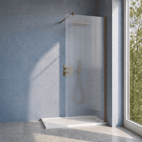 [BEWSFL18510BZ] Shebdon 8mm Toughened Safety Glass Wetroom Screen with Support Bar, H: 1850mm, Choice of Size and Colour - Silo