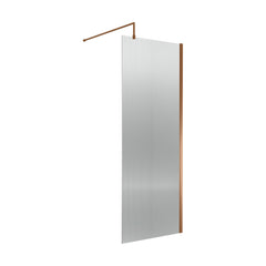 [BEWSFL18580BZ] Shebdon 8mm Toughened Safety Glass Wetroom Screen with Support Bar, H: 1850mm, Choice of Size and Colour - Cutout