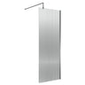 [BEWSFL18580GM] Shebdon 8mm Toughened Safety Glass Wetroom Screen with Support Bar, H: 1850mm, Choice of Size and Colour - Cutout