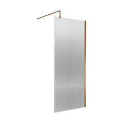 [BEWSFL18590BZ] Shebdon 8mm Toughened Safety Glass Wetroom Screen with Support Bar, H: 1850mm, Choice of Size and Colour - Cutout