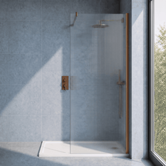 [BEWSFL18590BZ] Shebdon 8mm Toughened Safety Glass Wetroom Screen with Support Bar, H: 1850mm, Choice of Size and Colour - Silo