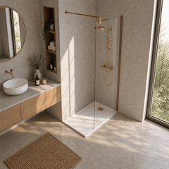 [BEWSSCBZ010] Balterley Wetroom Screen with Support Bar, 1000mm, Brushed Bronze - Lifestyle 2