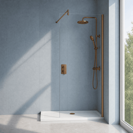 [BEWSSCBZ010] Balterley Wetroom Screen with Support Bar, 1000mm, Brushed Bronze - Silo