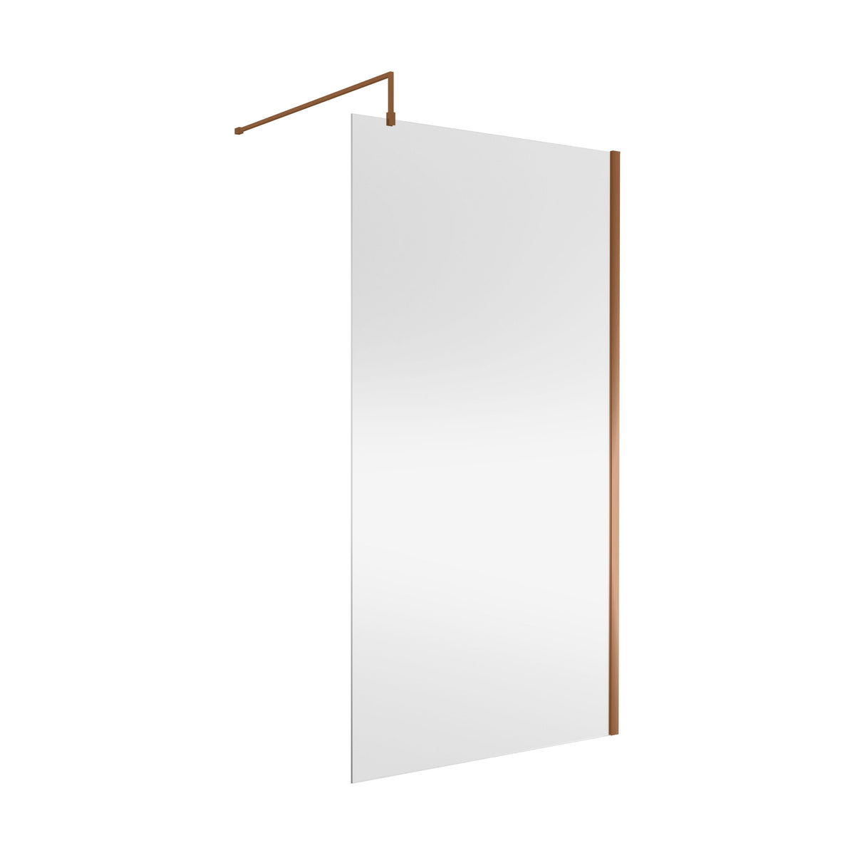 [BEWSSCBZ011] 8mm Toughened Safety Glass Wetroom Screen with Support Bar, H: 1850mm, Brushed Bronze - Choice of Size - Cutout