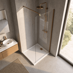 [BEWSSCBZ011] Balterley Wetroom Screen with Support Bar, 1100mm, Brushed Bronze - Lifestyle 2