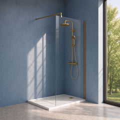 [BEWSSCBZ011] Balterley Wetroom Screen with Support Bar, 1100mm, Brushed Bronze - Silo