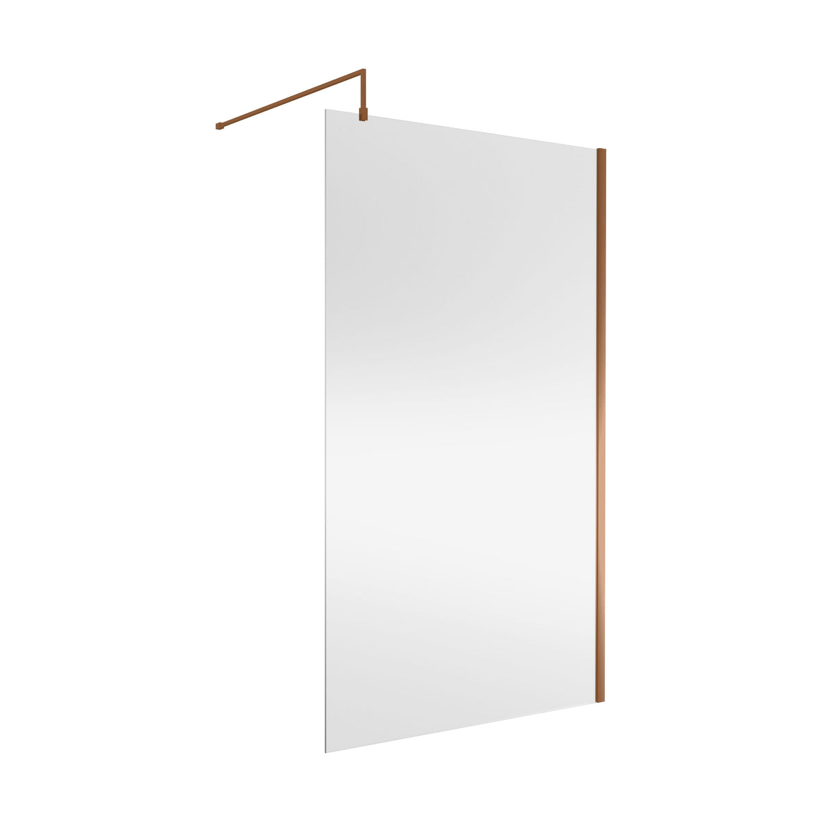 [BEWSSCBZ012] 8mm Toughened Safety Glass Wetroom Screen with Support Bar, H: 1850mm, Brushed Bronze - Choice of Size - Cutout