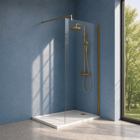[BEWSSCBZ012] Balterley Wetroom Screen with Support Bar, 1200mm, Brushed Bronze - Silo