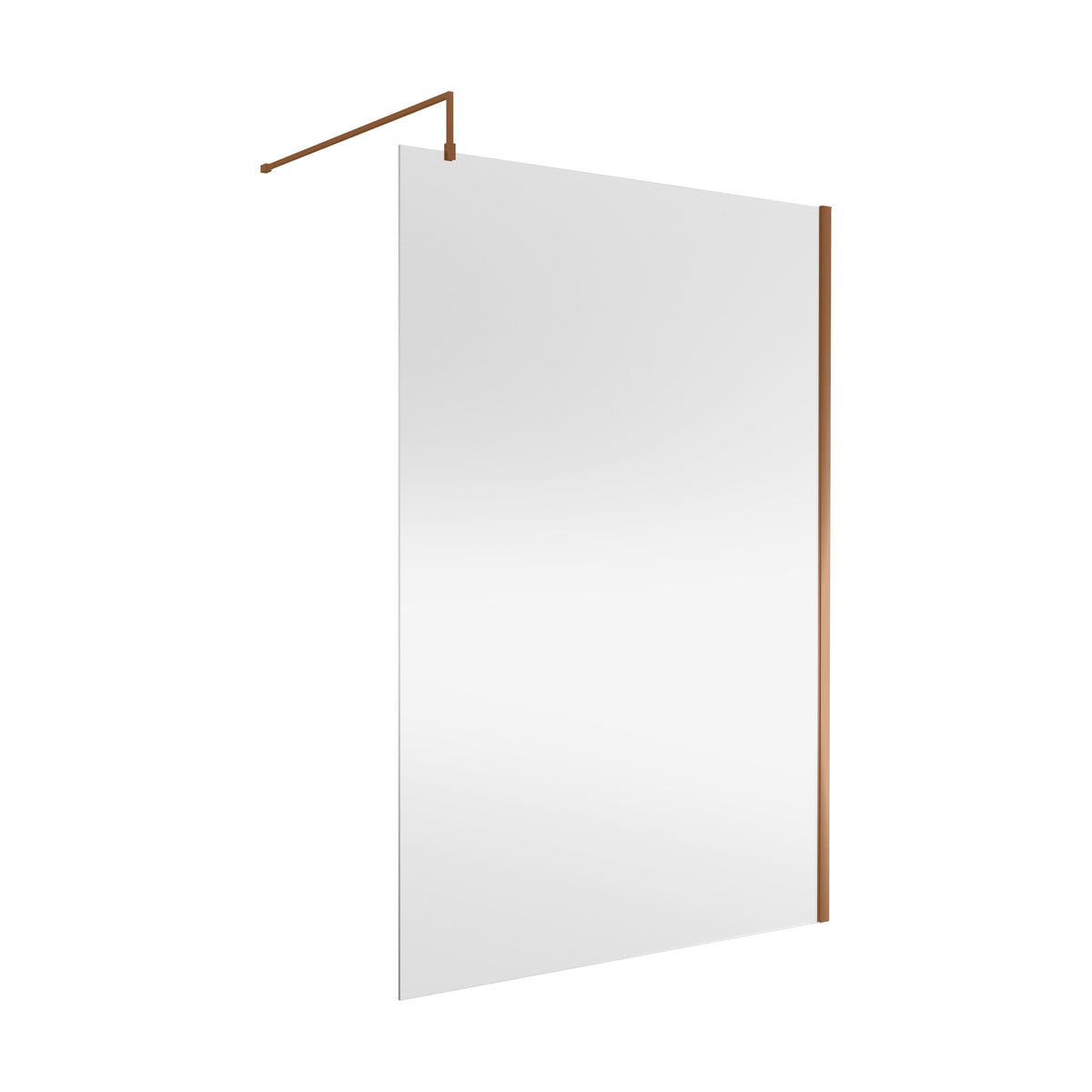 [BEWSSCBZ014] 8mm Toughened Safety Glass Wetroom Screen with Support Bar, H: 1850mm, Brushed Bronze - Choice of Size - Cutout