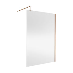 [BEWSSCBZ014] 8mm Toughened Safety Glass Wetroom Screen with Support Bar, H: 1850mm, Brushed Bronze - Choice of Size - Cutout
