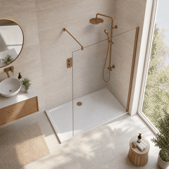[BEWSSCBZ014] Balterley Wetroom Screen with Support Bar, 1400mm, Brushed Bronze - Lifestyle 2